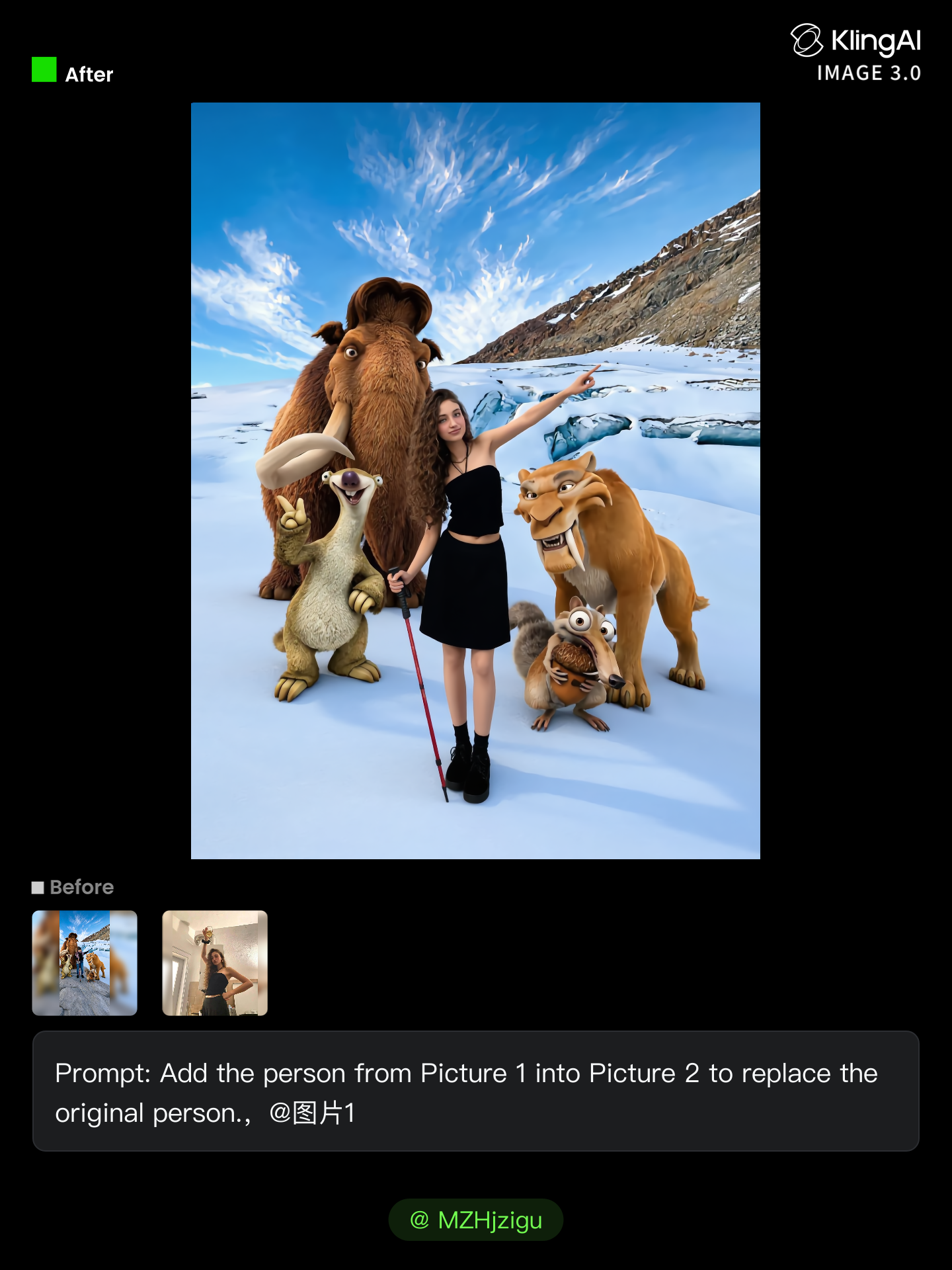 Kling AI work 314629329506723 - how to photoshop a person into a picture AI image