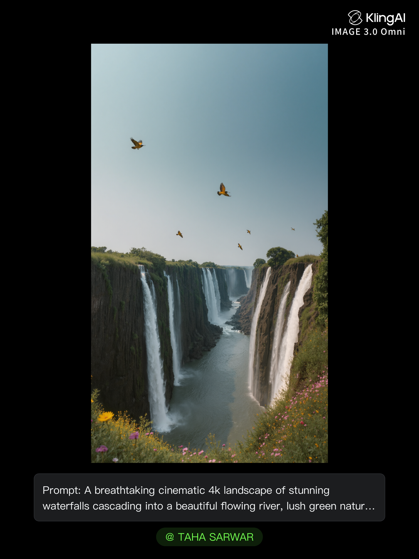 Beautiful Waterfalls & Rivers - pictures of flowers in nature AI image