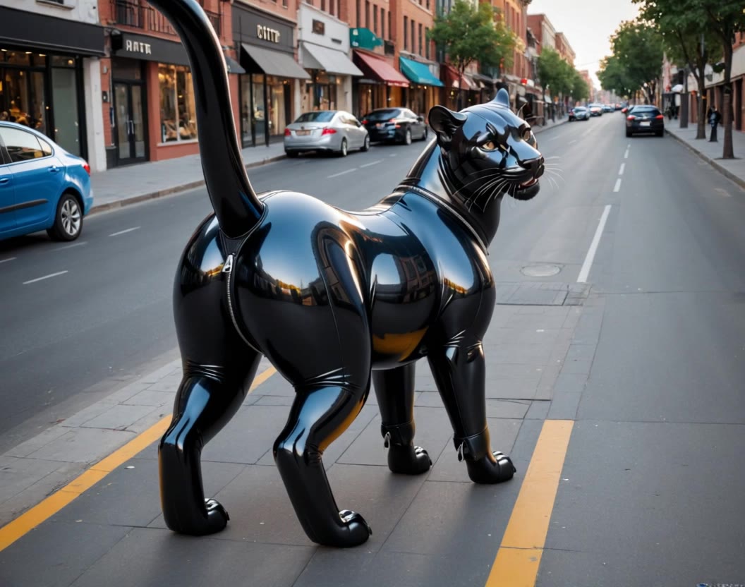 inflatable shiny latex panther s - bright and shiny latex AI video