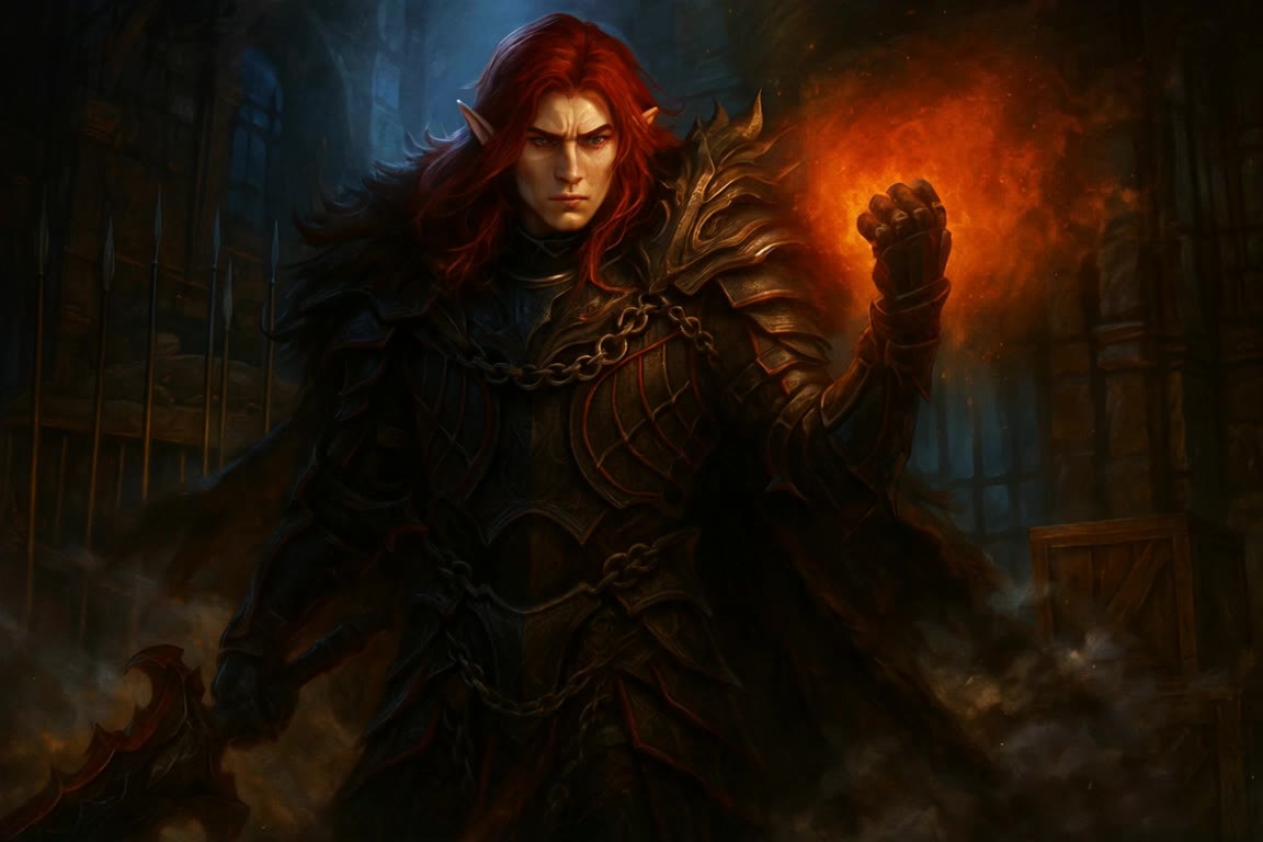 Epic Red Hair Elven - hair color dark brown red AI video