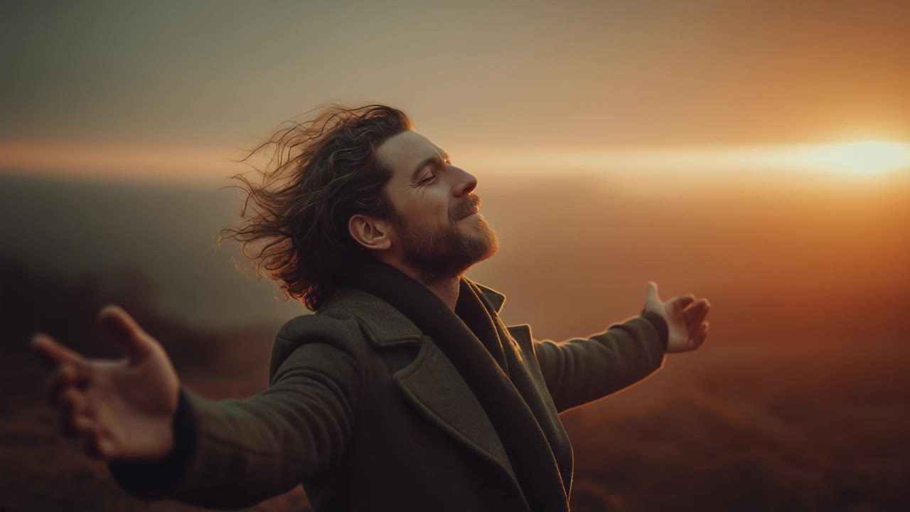 Golden Hour - tousled hair men AI video