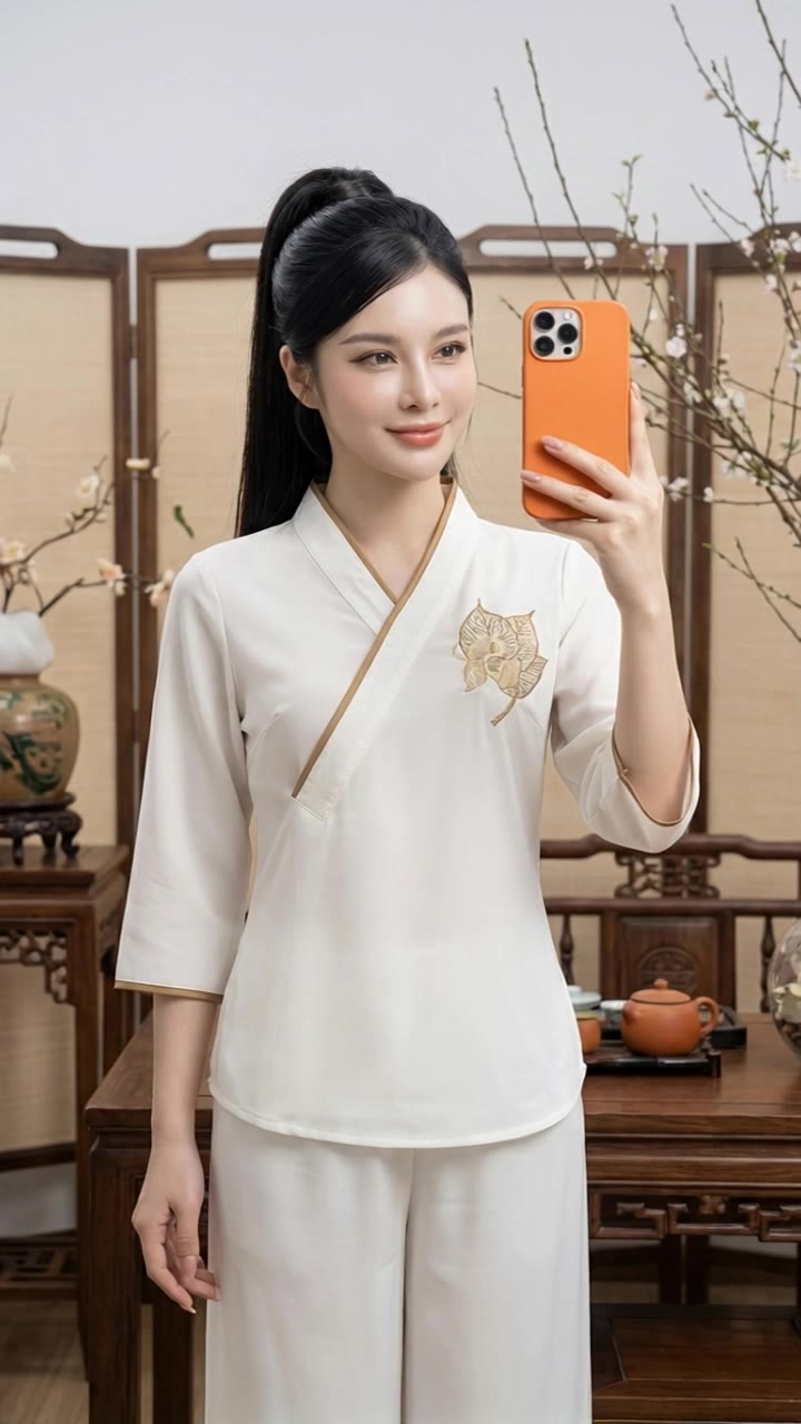 Show outfit - mira golden outfit AI video