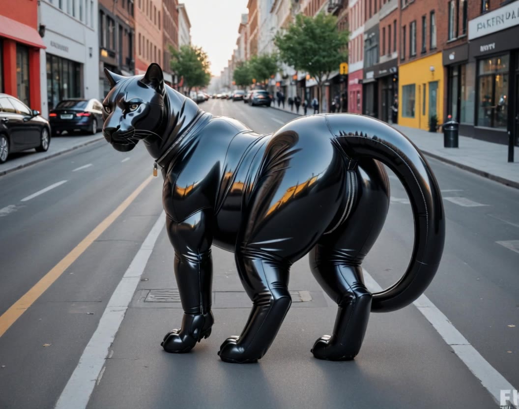 nflatable shiny latex panther st - bright and shiny latex AI video