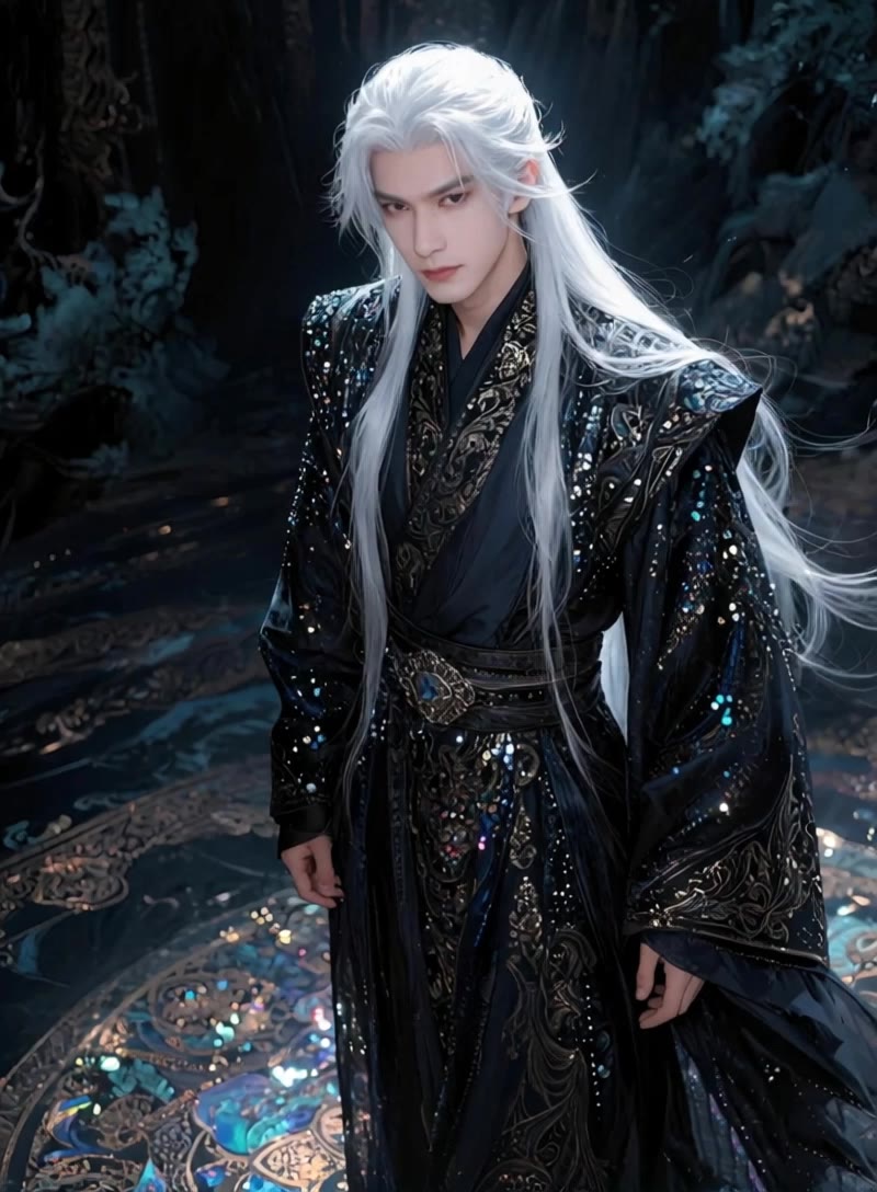 A person with long white hair. - ai person generator full-body AI video