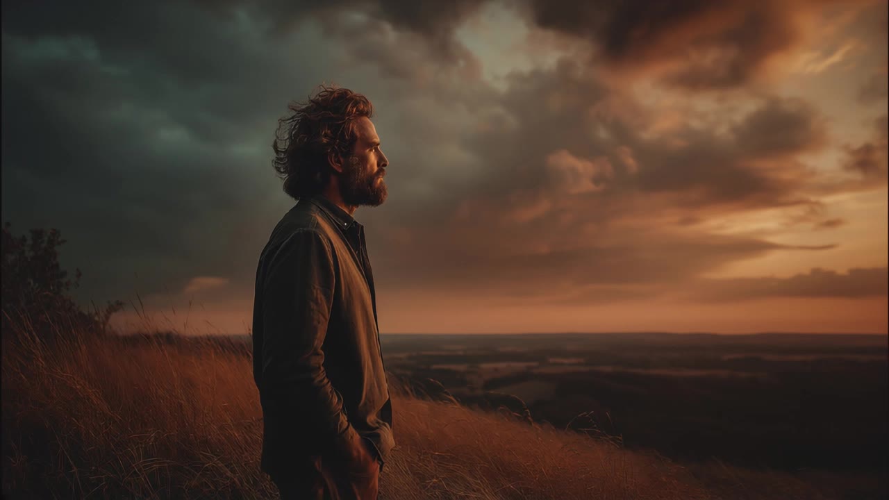 Golden Hour - tousled hair men AI video