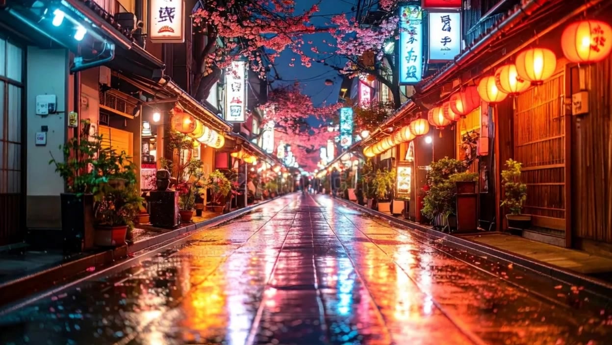 Kling AI work 282793328307765 - japanese alleyway AI video