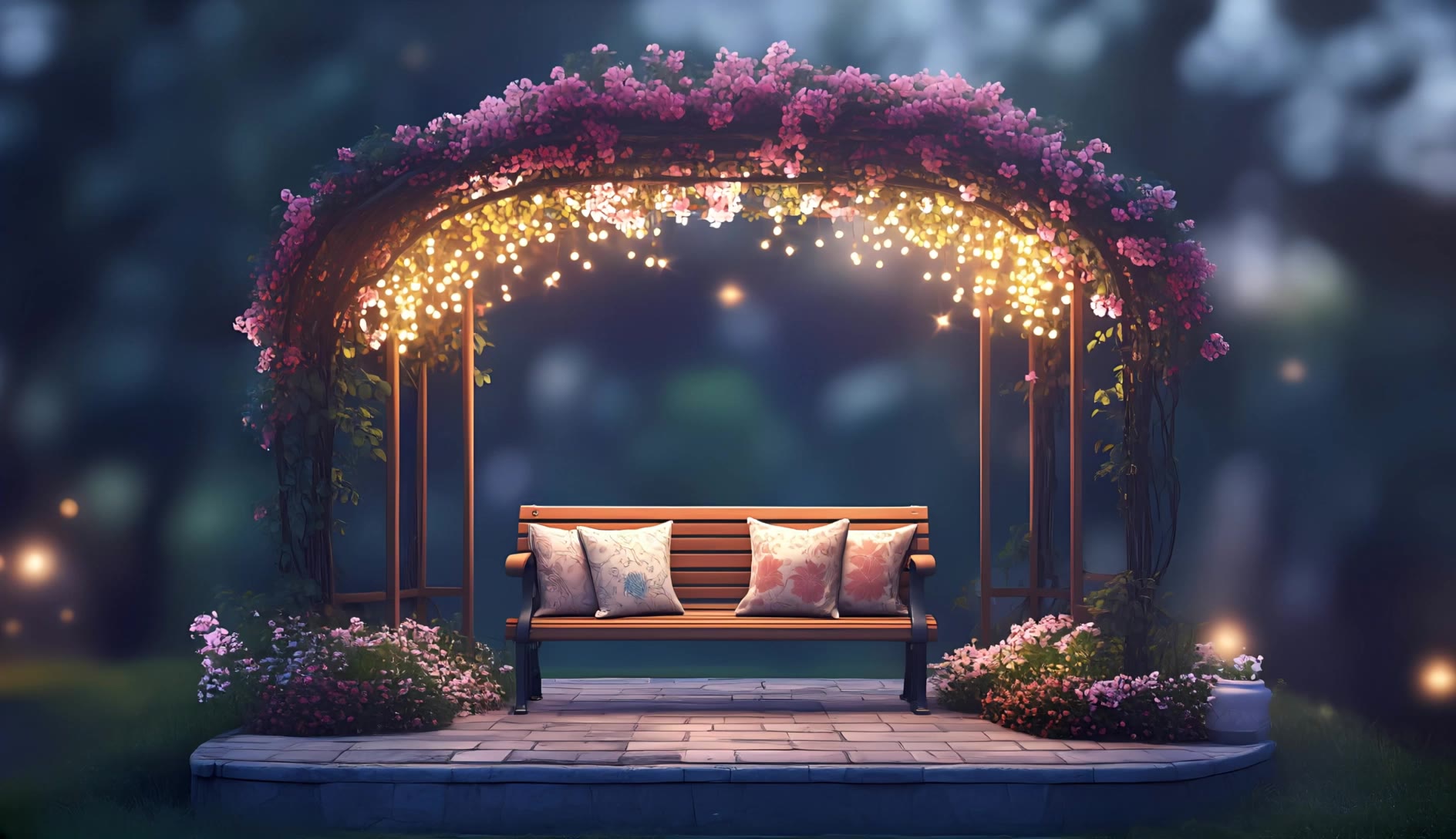 outdoor table evening lighting - lighting ai AI video