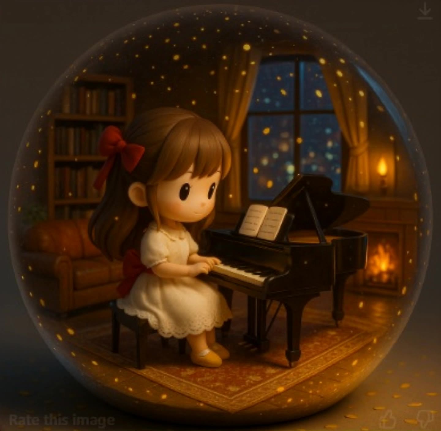 
girl with piano - run away piano AI video