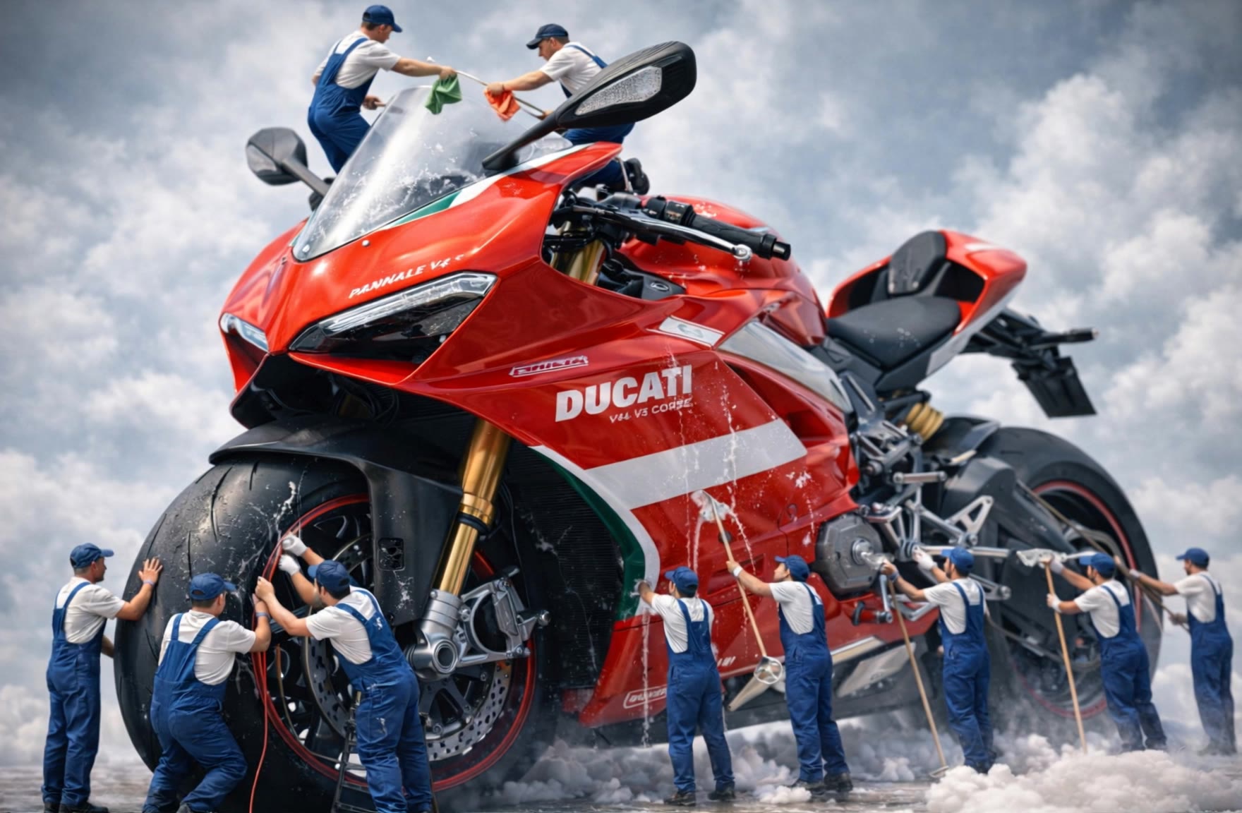 Ducati repair - human v4 AI video