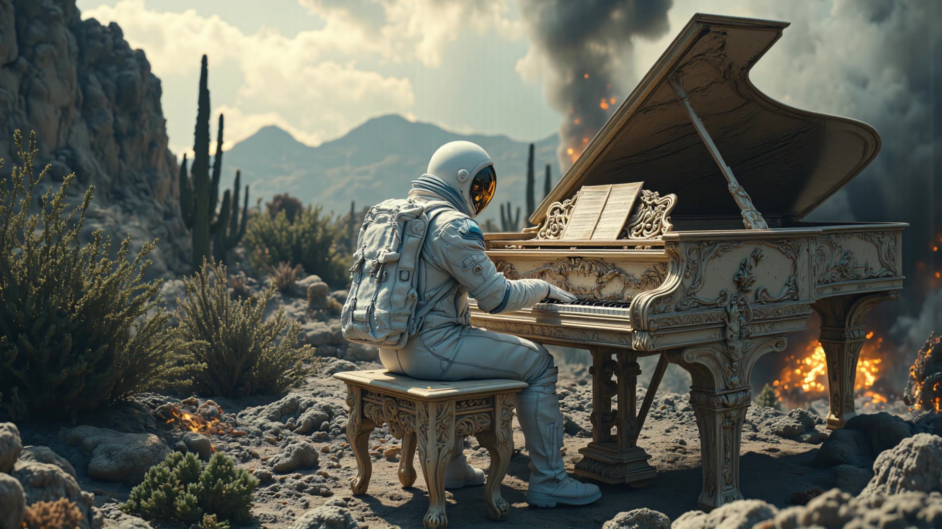 🌀 Astronaut Playing the Piano - animated astronaut AI video