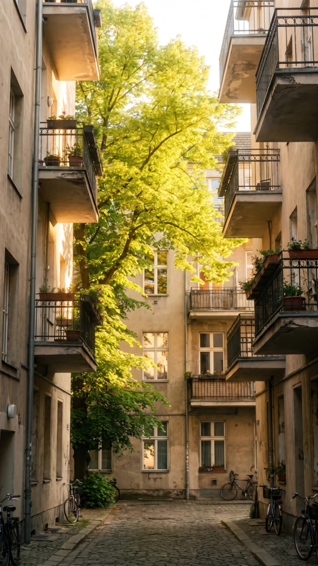 Green Light in the Courtyard - sage green web color AI video