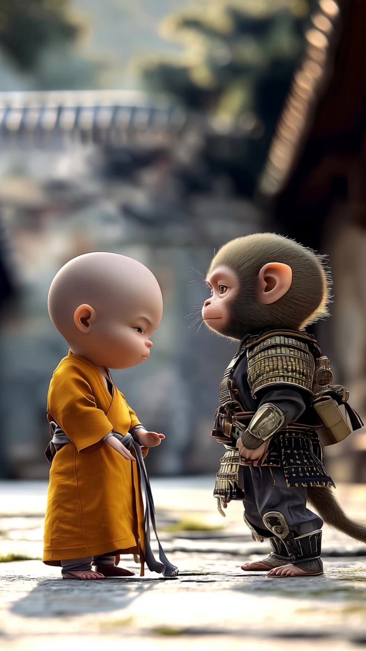 Monk v Monkey - monkey style AI video
