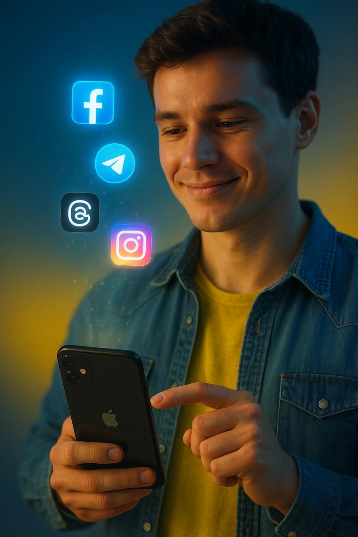 A young  tapping the "share" but - adult ai app AI video