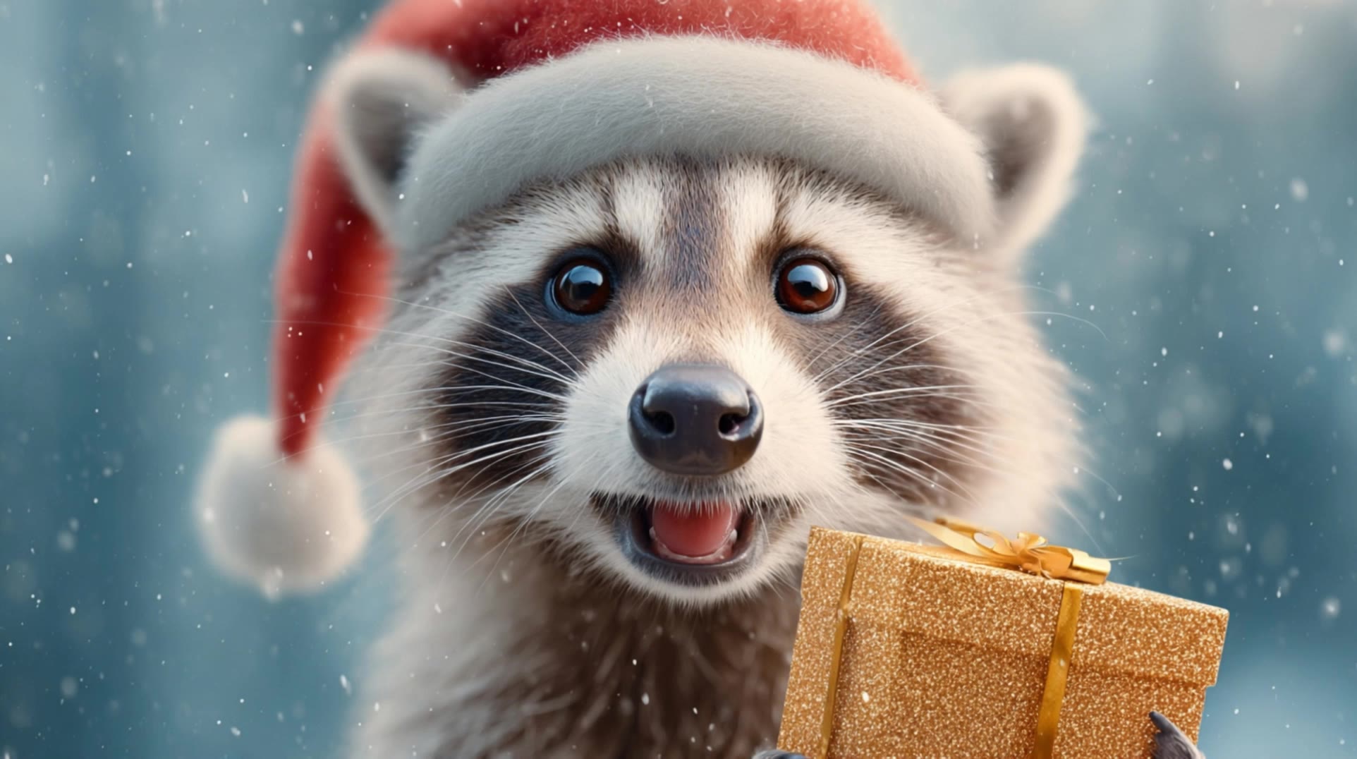 christmas raccoon - gif welcome AI video