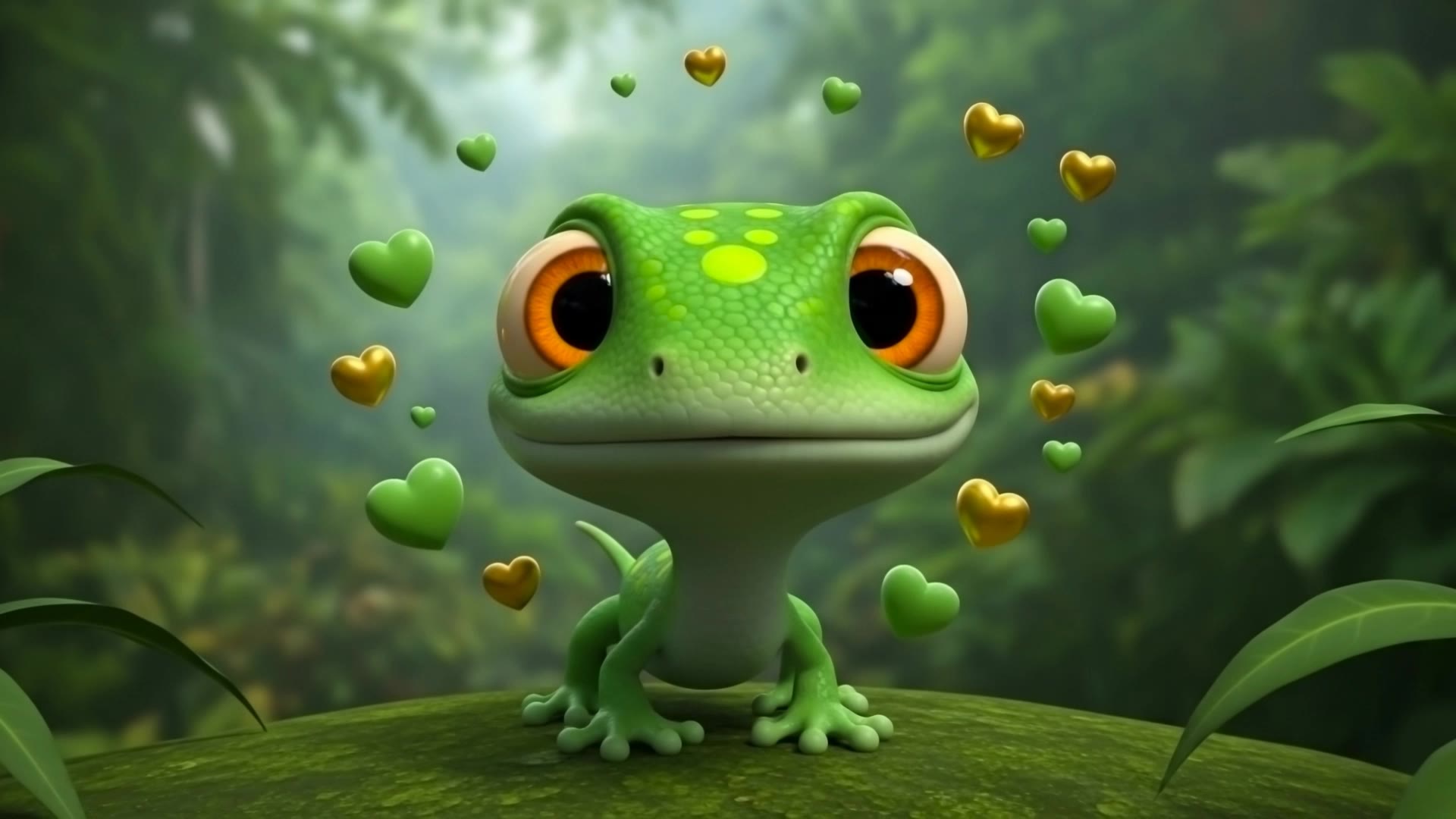 Cute 3d lizard caricature - lizard ears AI video