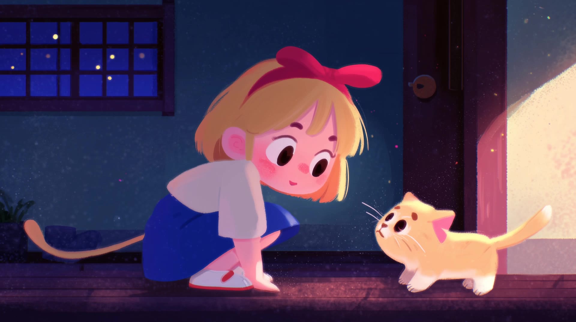 A half-human, half-cat girl - young cartoon characters girl AI video