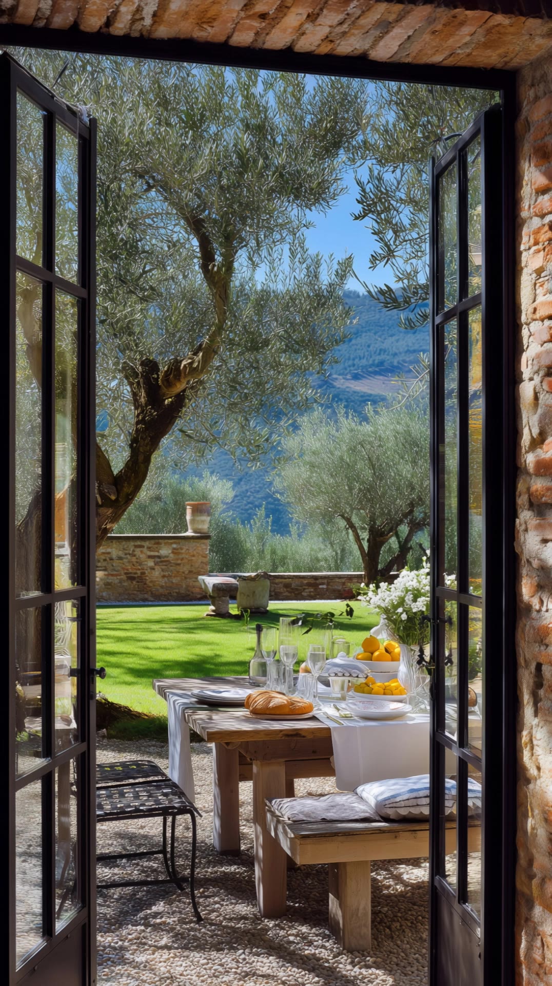 Garden Brunch in Olive Grove - olive skin tone celebrities AI video