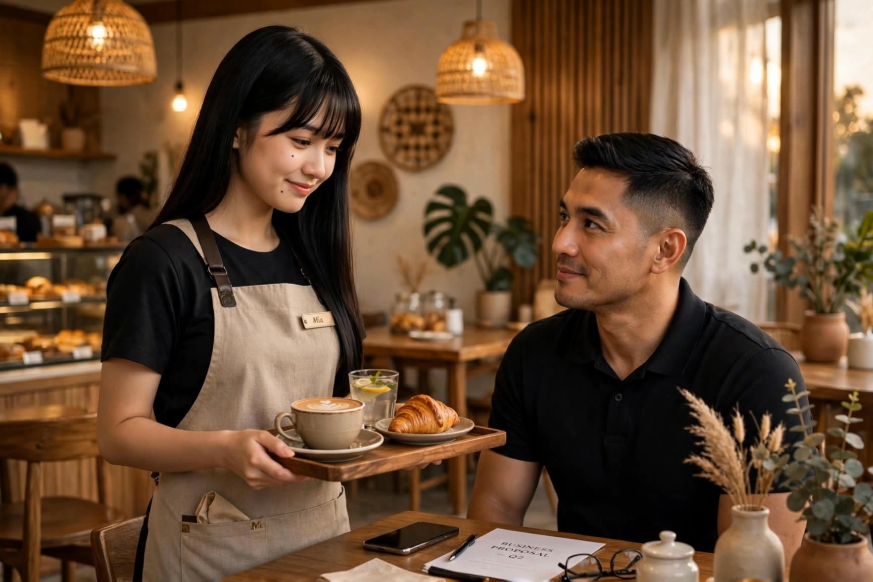 Cafe - bangs men AI video