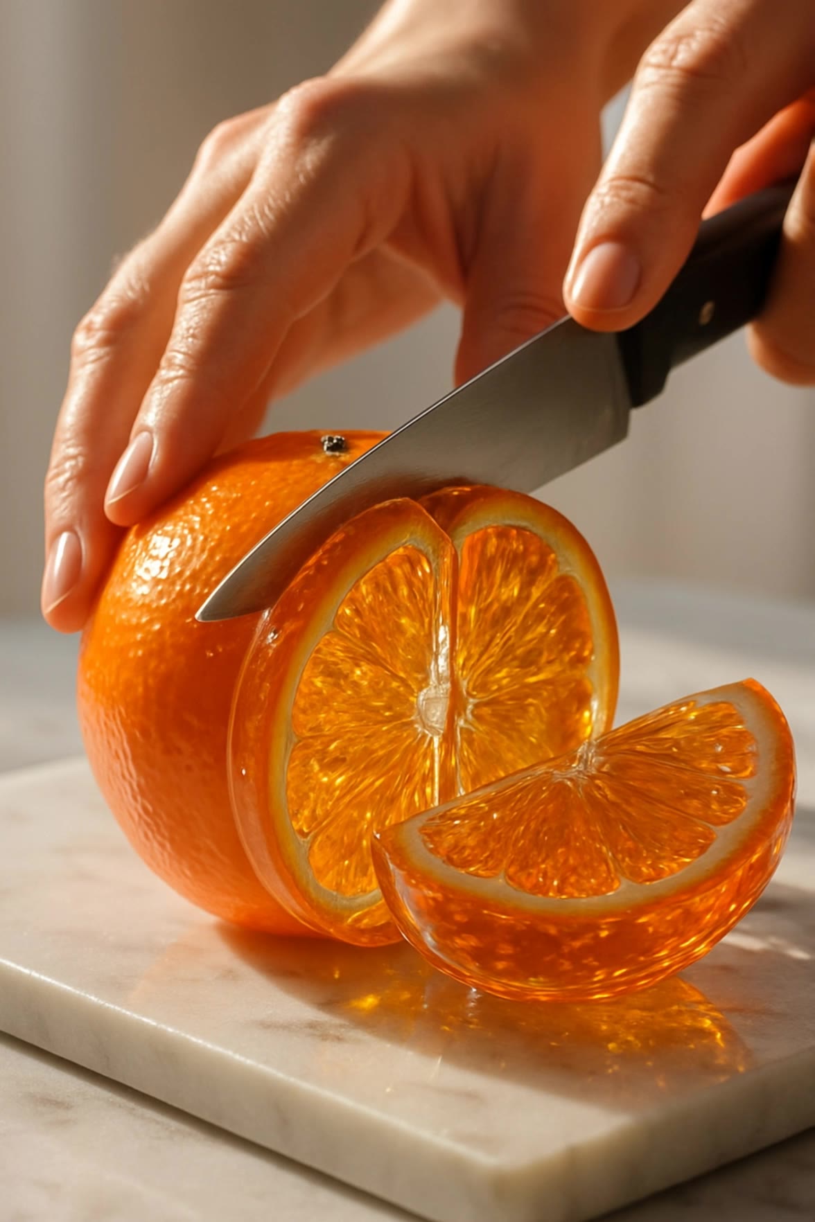 Orange 🍊 ASMR - fruit cutting poster design AI video