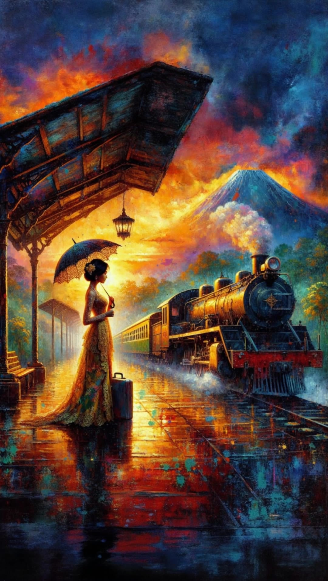 Waiting for the train - train scene AI video