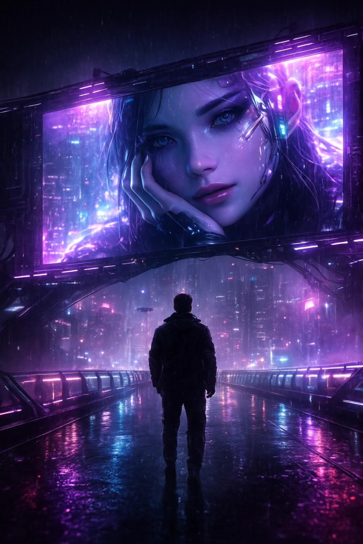Synthwave neon city - city the animation characters AI video
