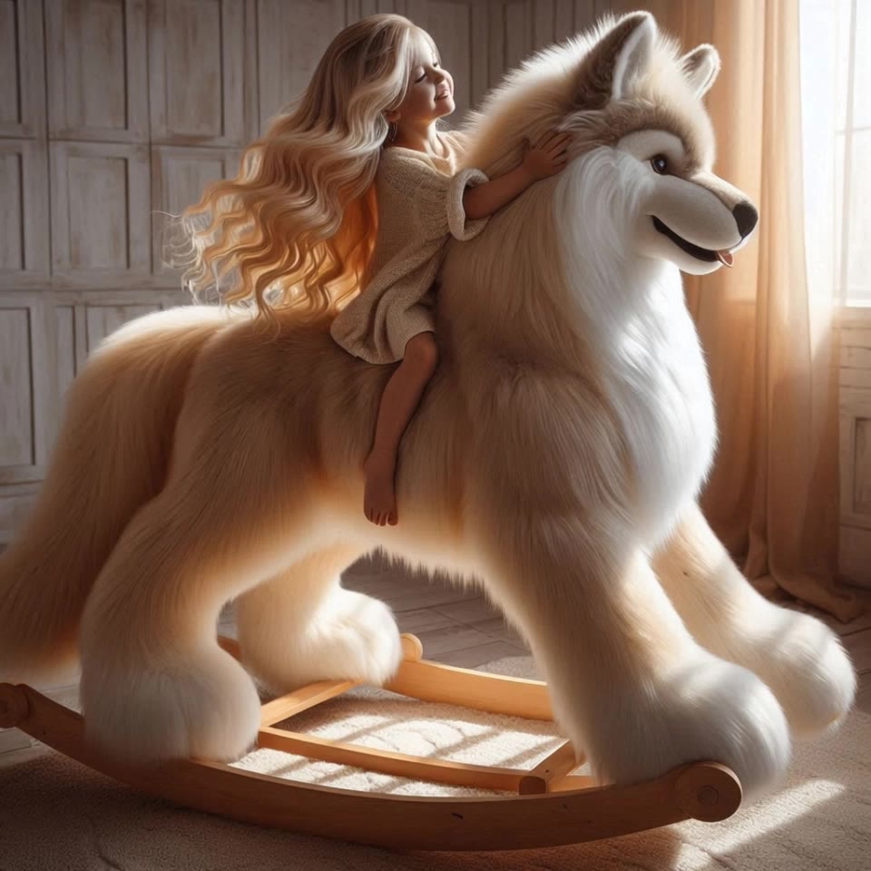 wolf rocking horse toy ride - wolf style AI video