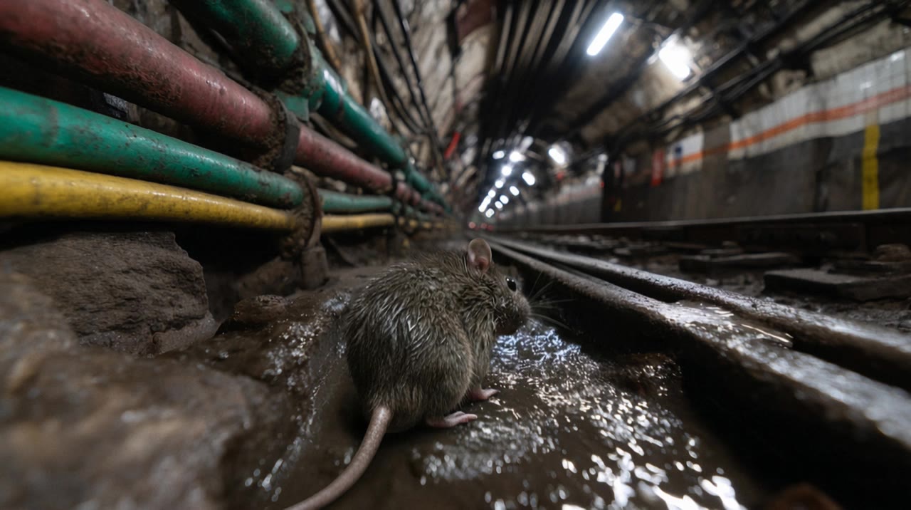 RAT IN SUBWAY - japanese subway poster overlay AI video