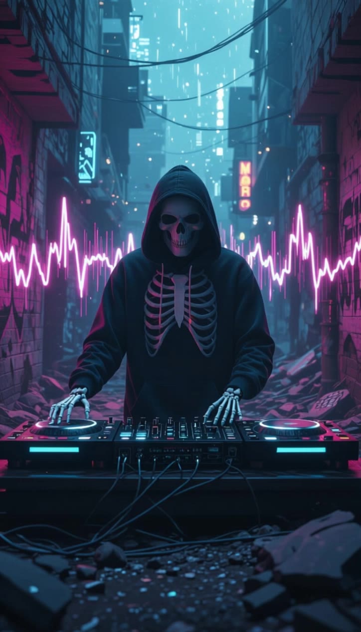 DJ Skull - fingers cyberpunk AI video