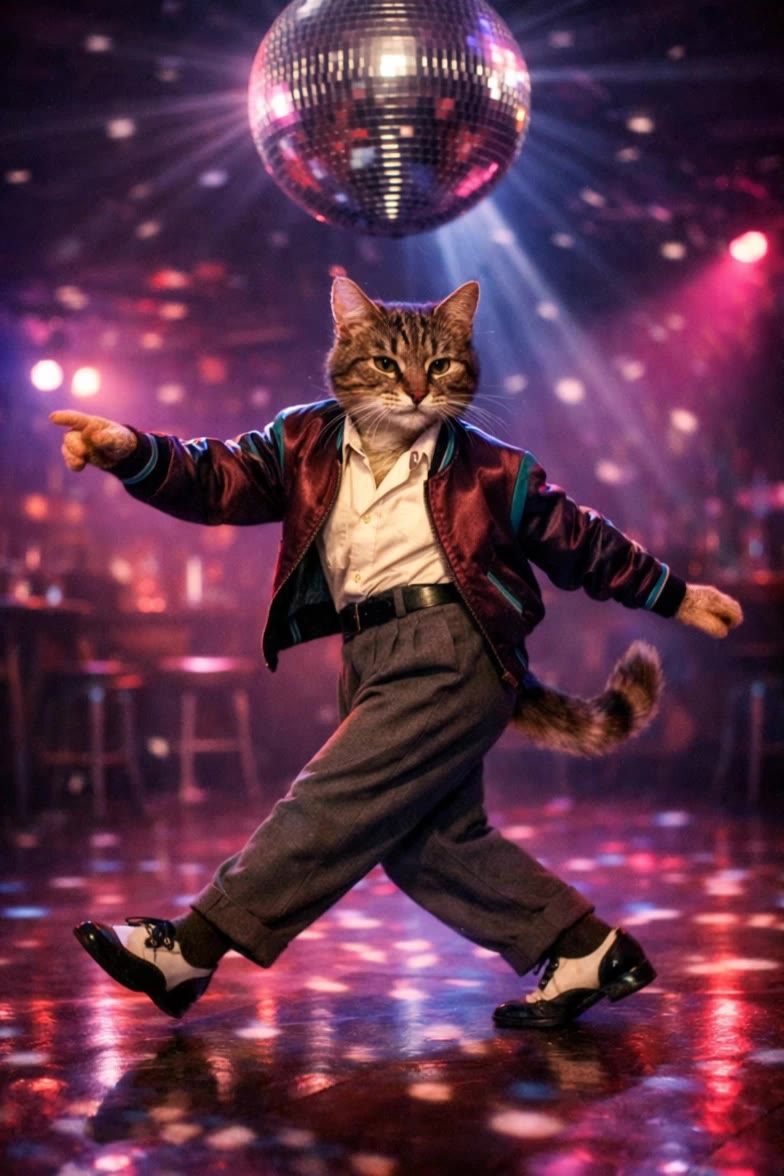 Dancing disco cat - cat ai AI video