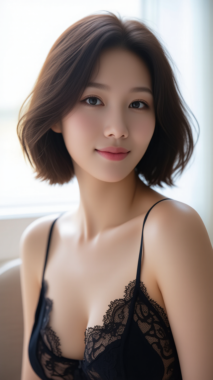 Kling AI work 318206783520544 - long bangs haircut AI image