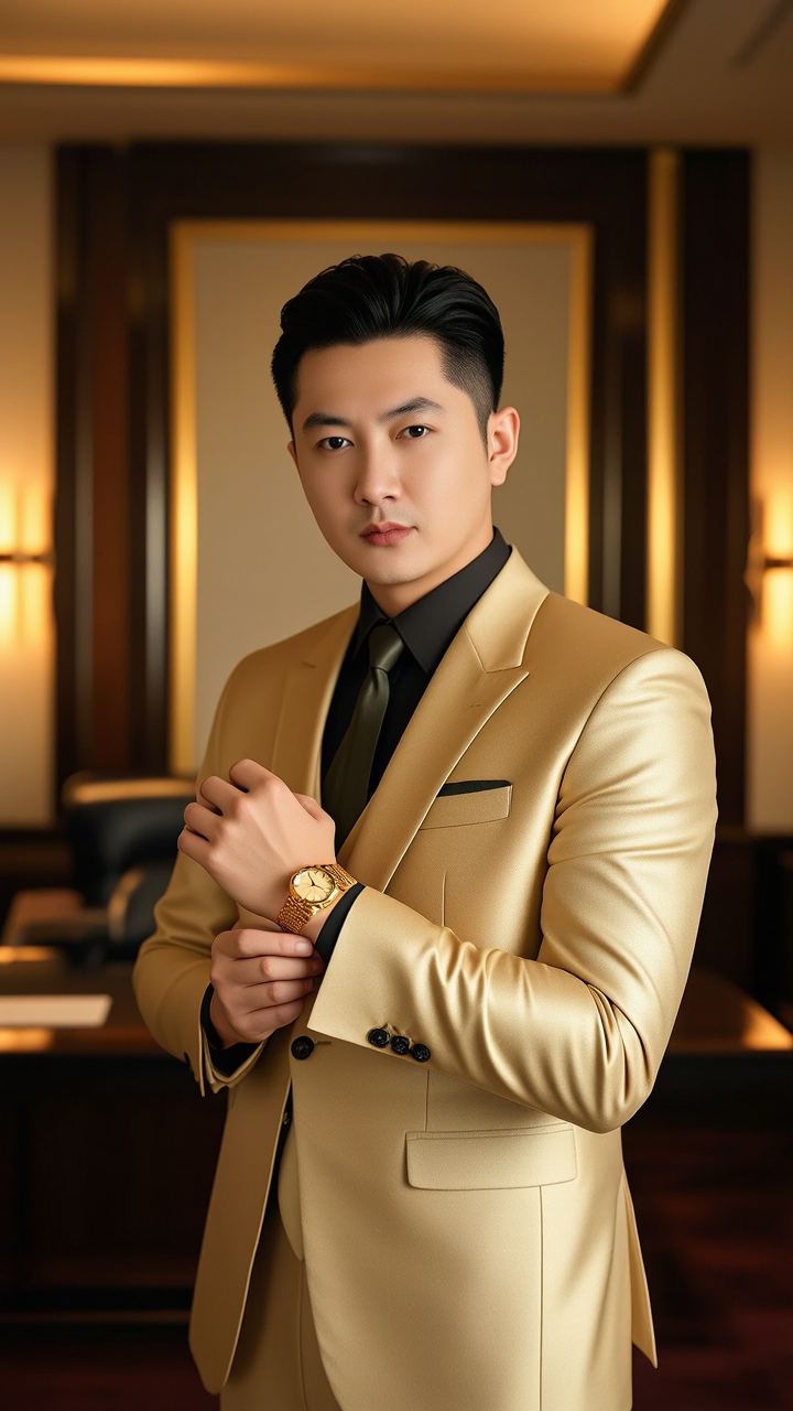 Kling AI work 299303499656009 - long slick back hairstyle men AI image