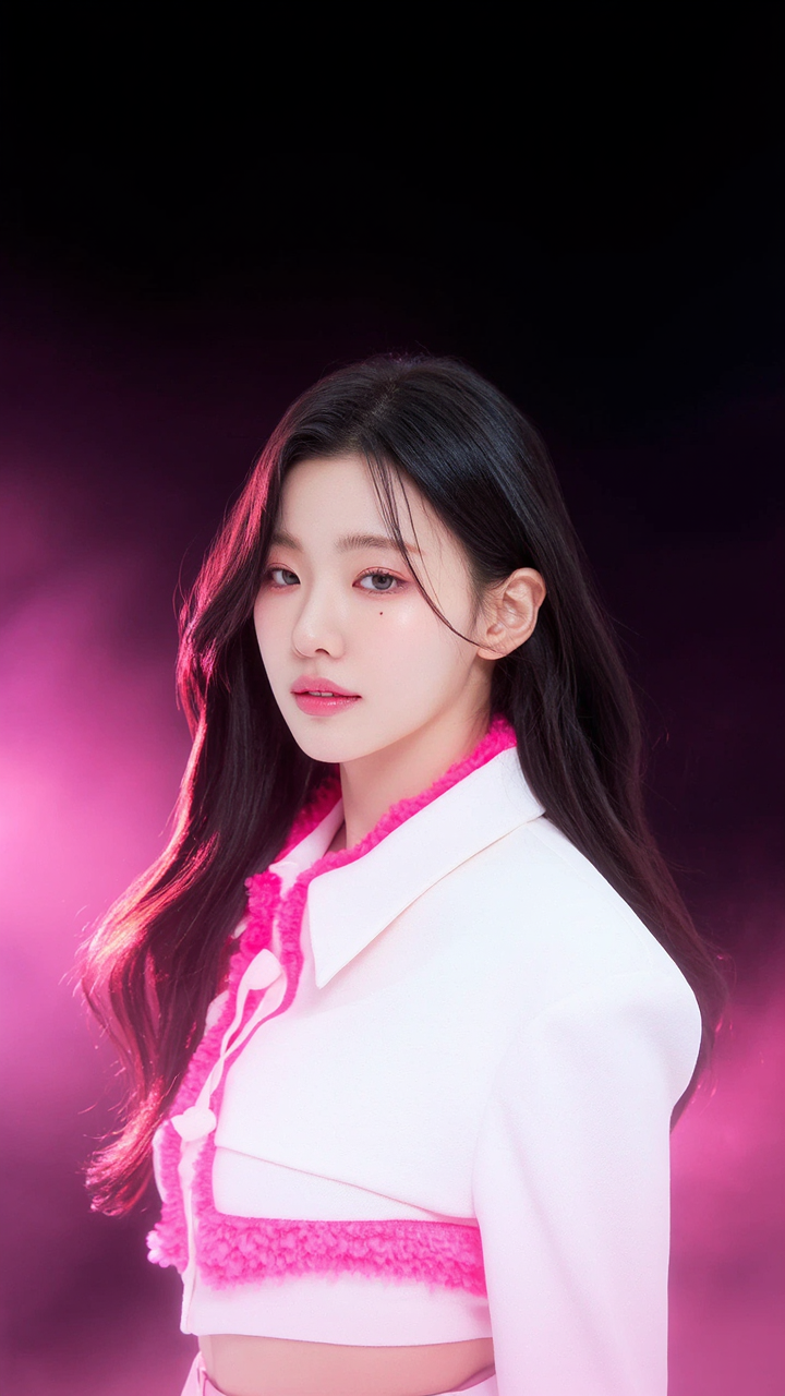 Kling AI work 298905222656418 - dark hair pink highlights AI image