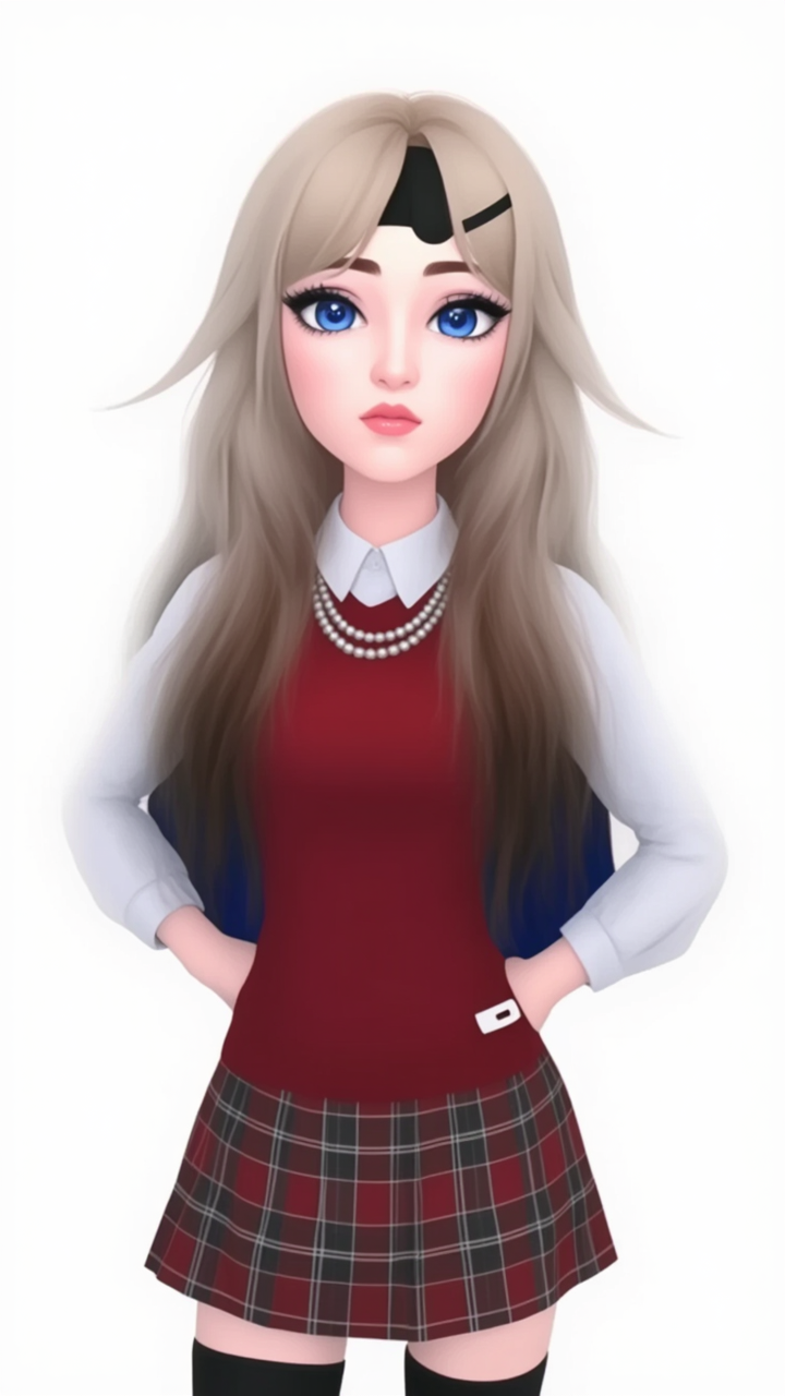 Kling AI work 309164809668758 - green hair anime girl with red and white shirt AI image