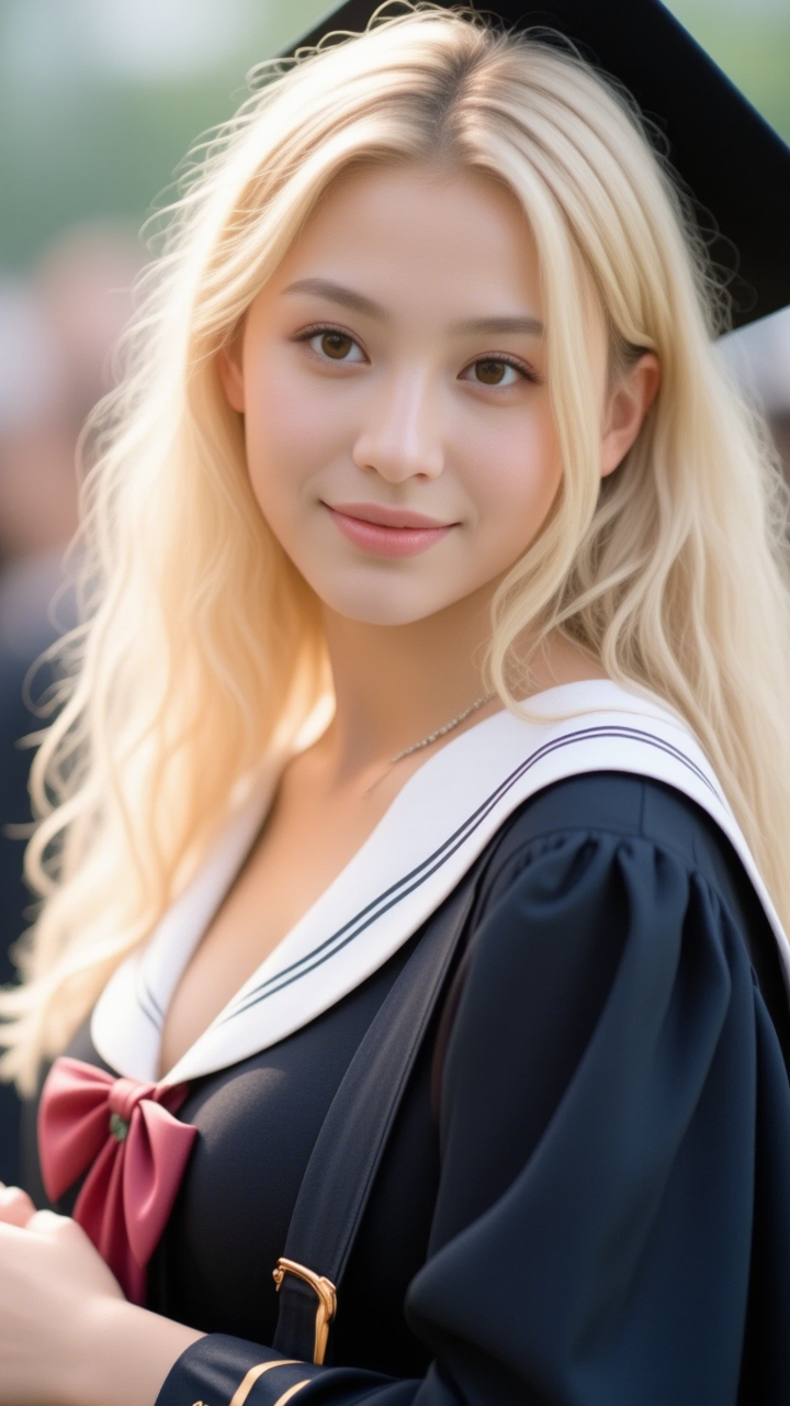 Kling AI work 313172457615755 - dark brown hair blonde highlights AI image