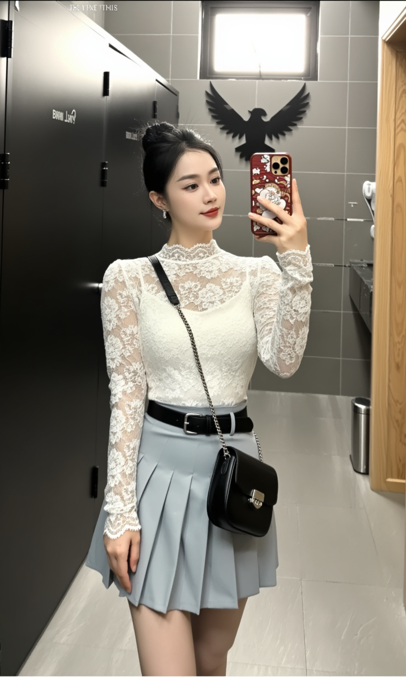 Kling AI work 301845653500672 - mini skirt bent over AI image