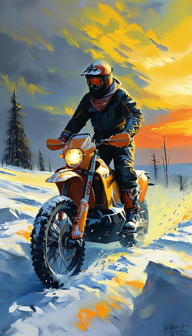 Motorcycling in Finland - textured bob long AI image