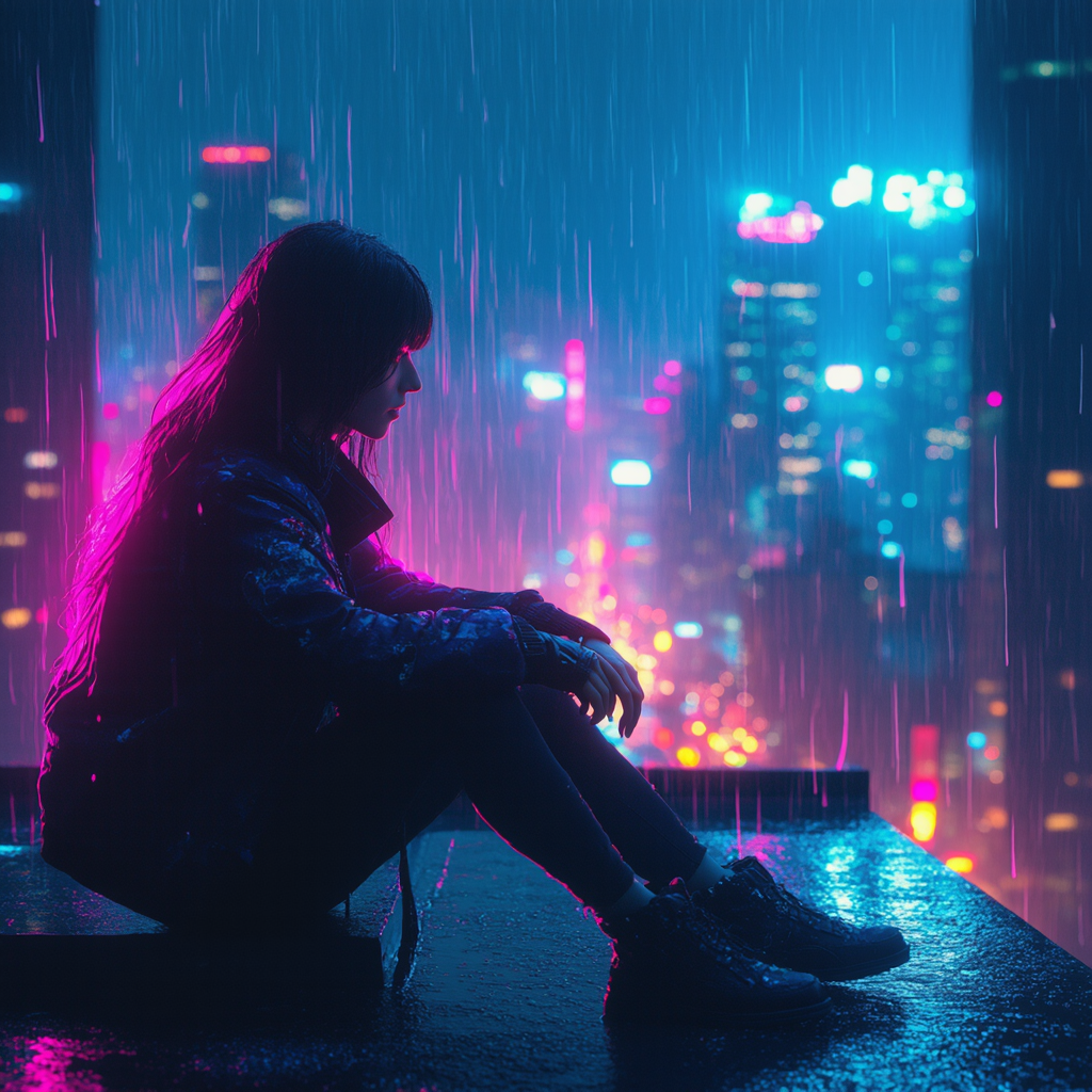 Kling AI work 295472823522437 - cyberpunk art style AI image