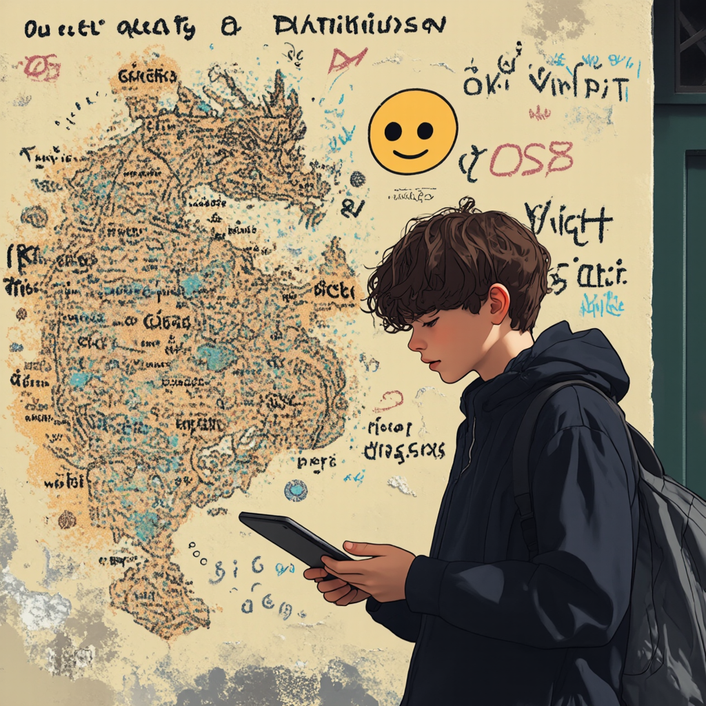 "A graffiti wall depicting a map - graffiti a AI image