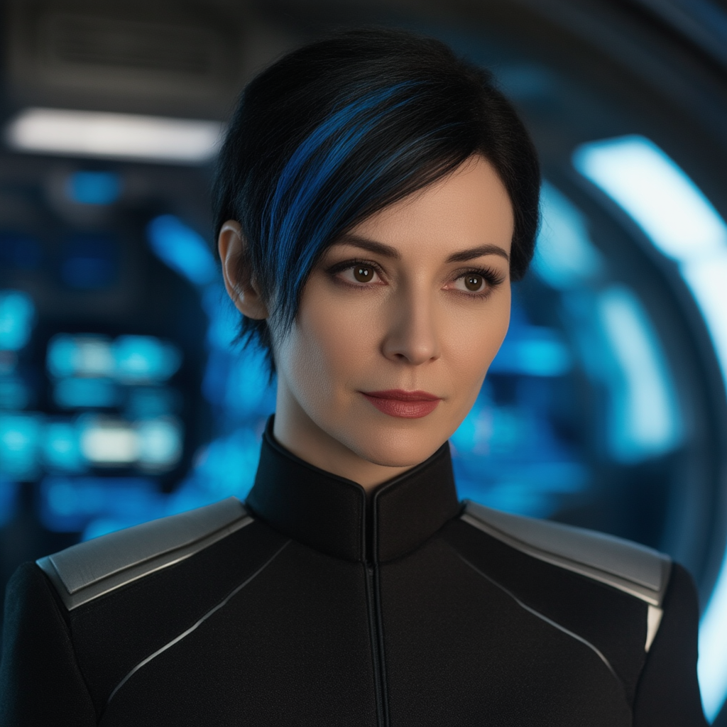 Capitano donna dell'ammiraglia - undercut women long hair AI image