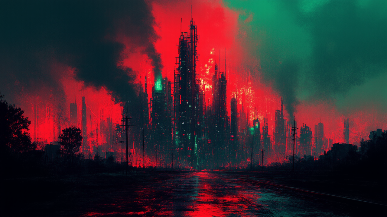 Cyberpunk City - city album cover AI image