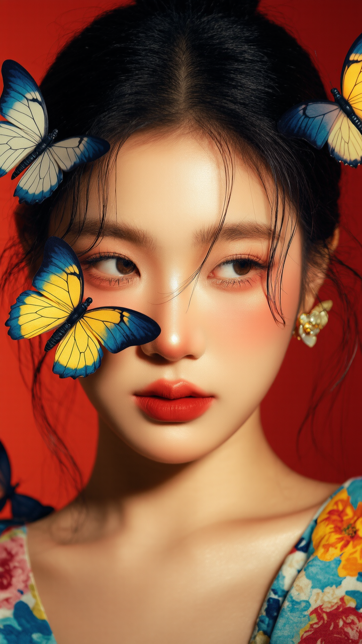 "Fluttering Gaze: Beauty in Stil - ai celebrities AI image