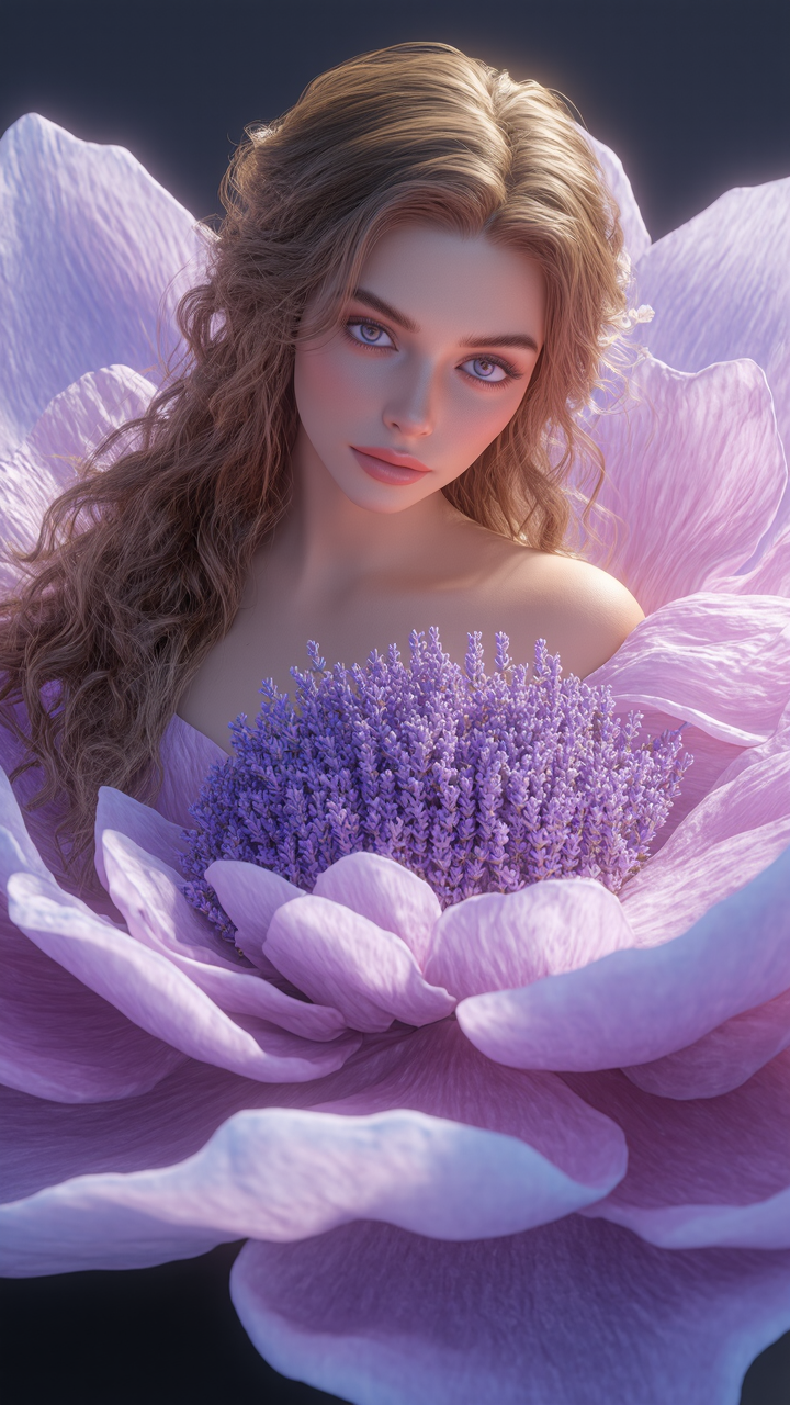 Lavender Serenity - lavender grey hair color AI image