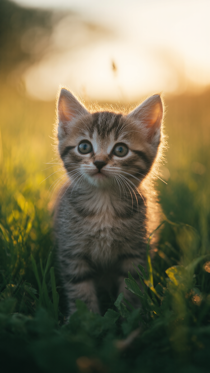 kitten in a field - field ai AI image