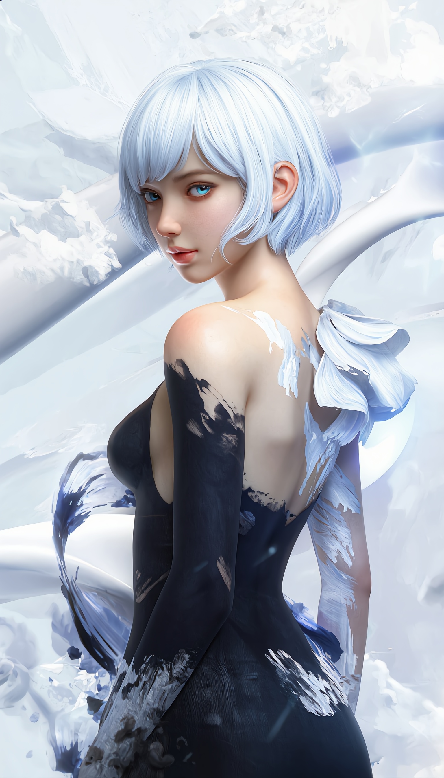Kling AI work 286071901650812 - flat render vs render color skin digital painting AI image