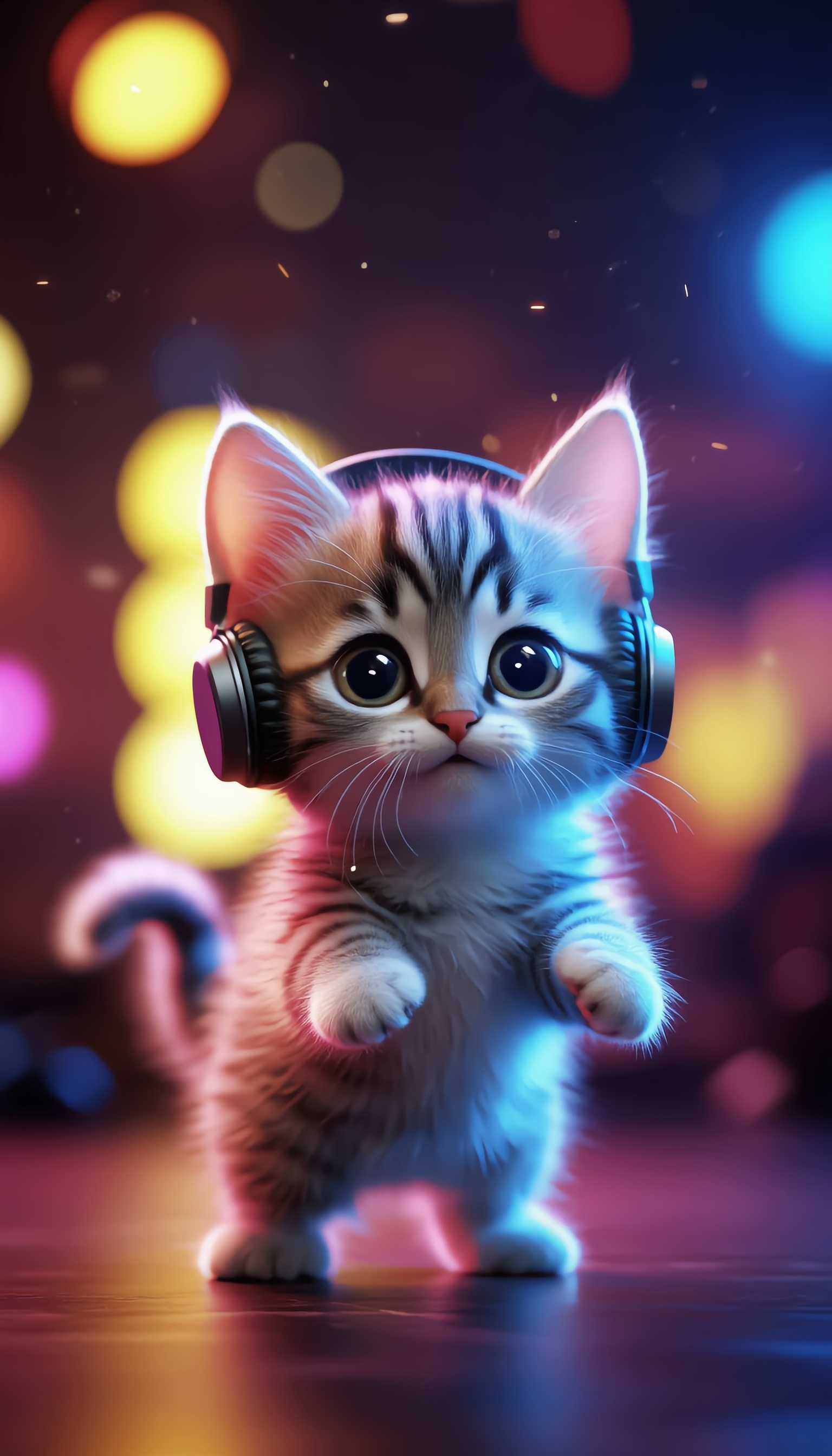 Cute cat with the headphones - ai headphones AI image