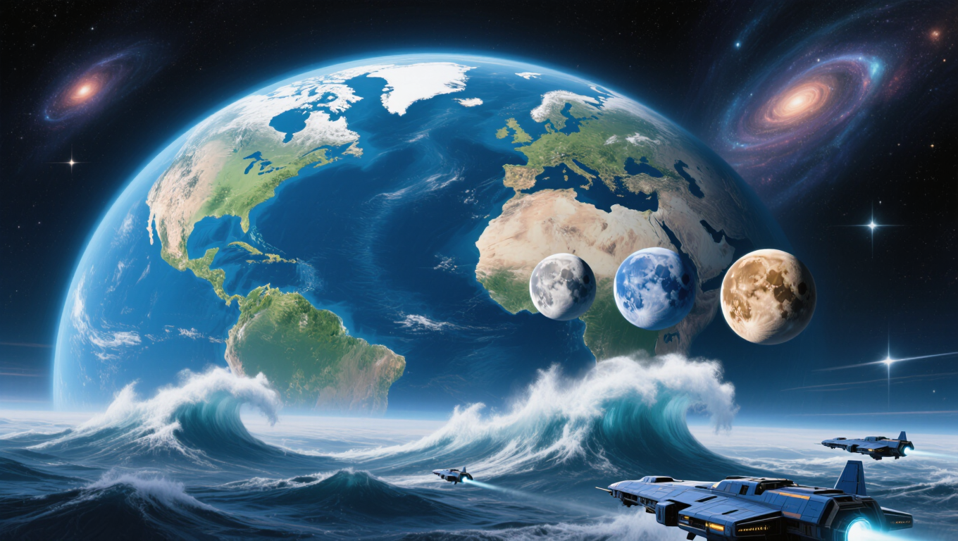 Future World  - planet world map generator AI image