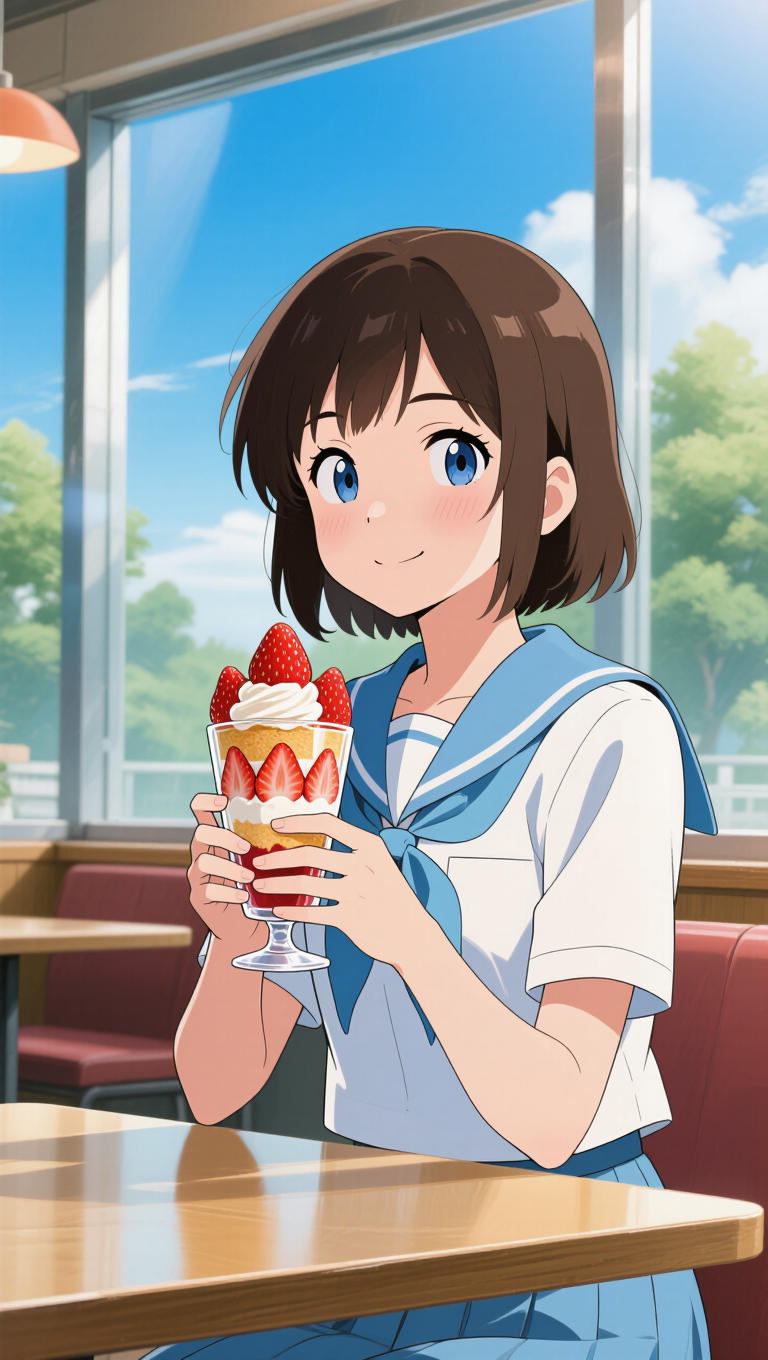 Kling AI work 312878011507902 - school girl pose anime AI image