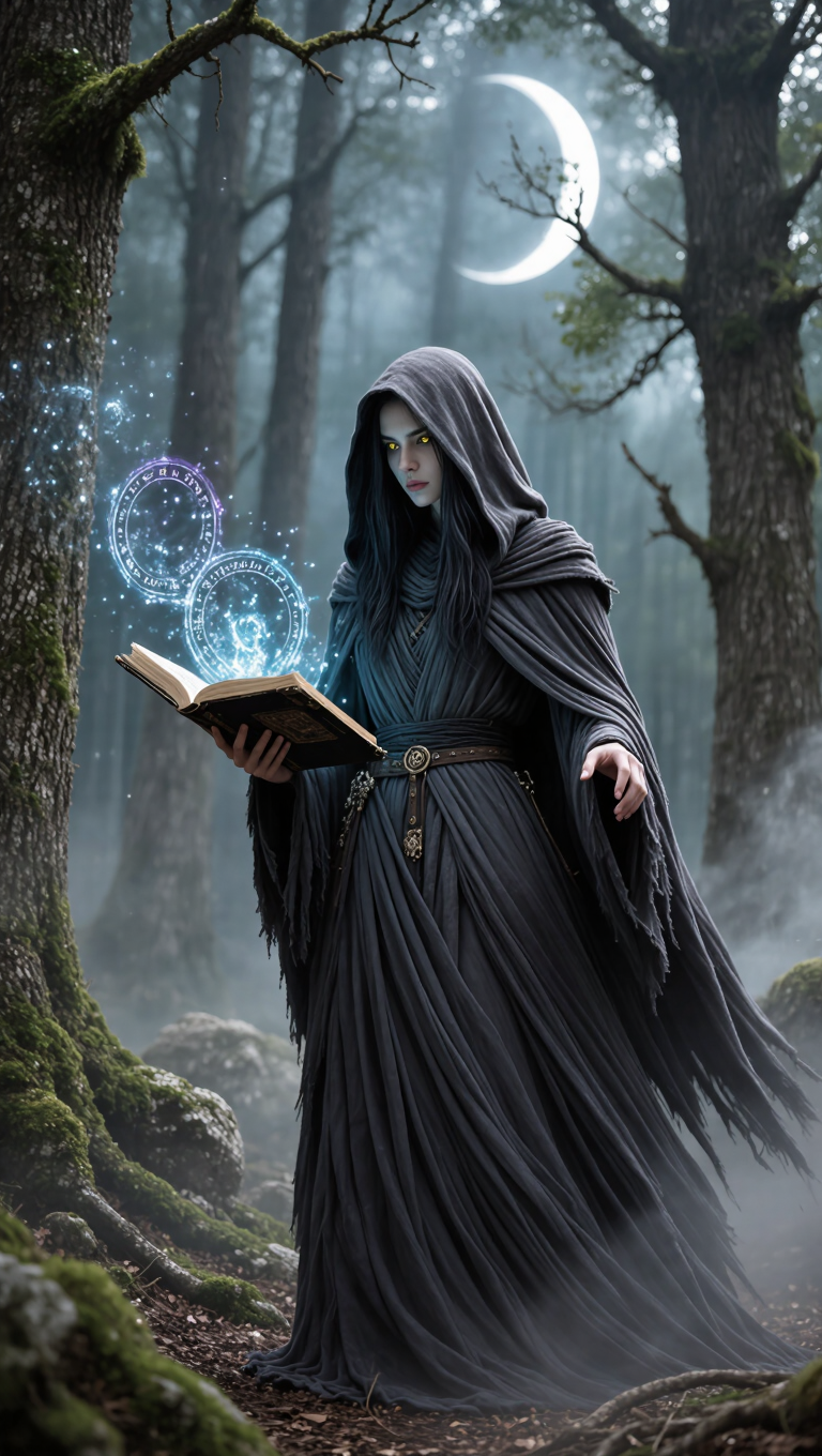 Kling AI work 296427215617850 - witch scene AI image