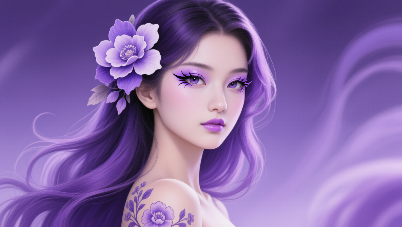 Kling AI work 289201926502550 - lavender grey hair color AI image