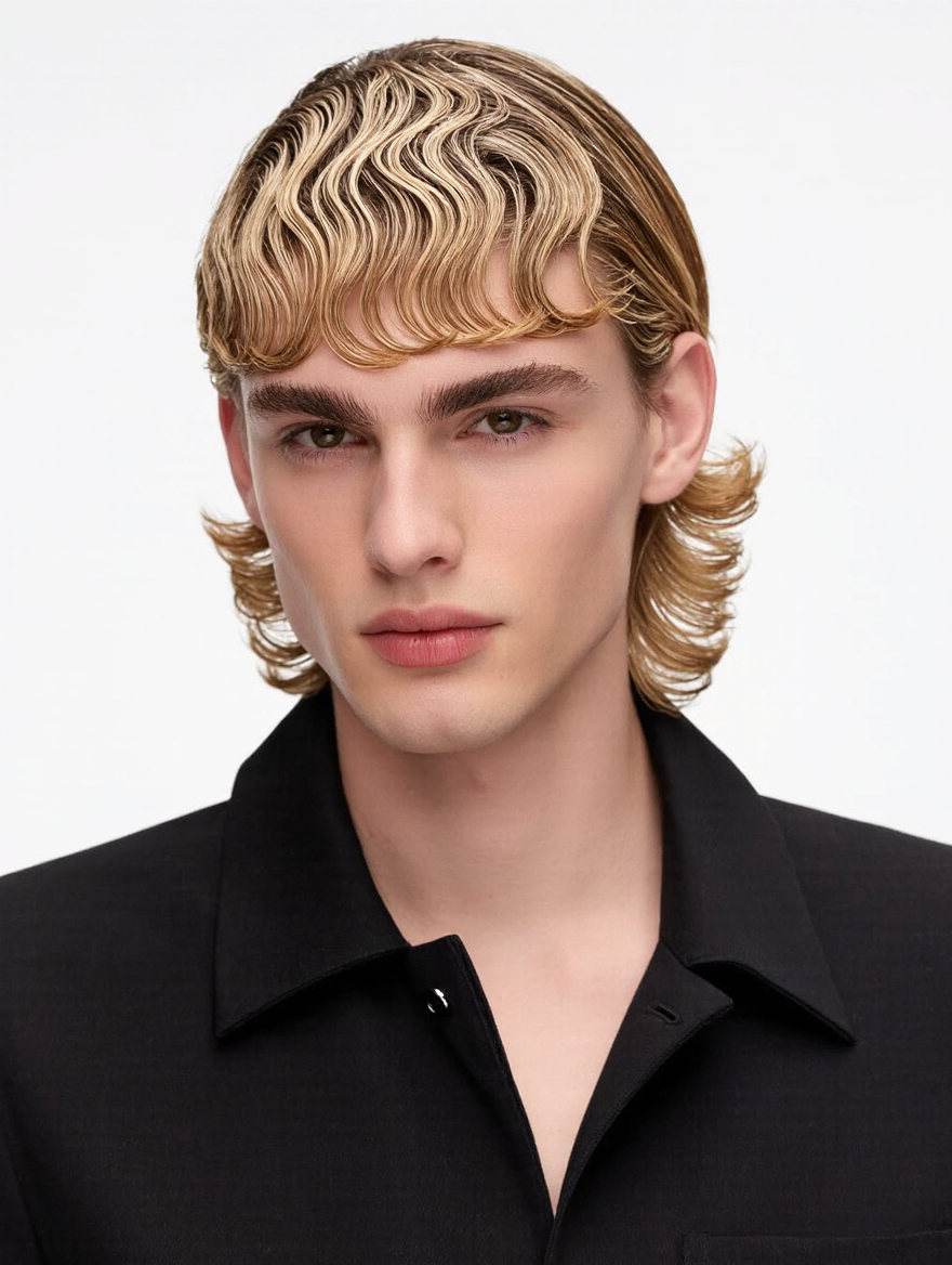 Kling AI work 318174869501597 - bangs mens hair AI image